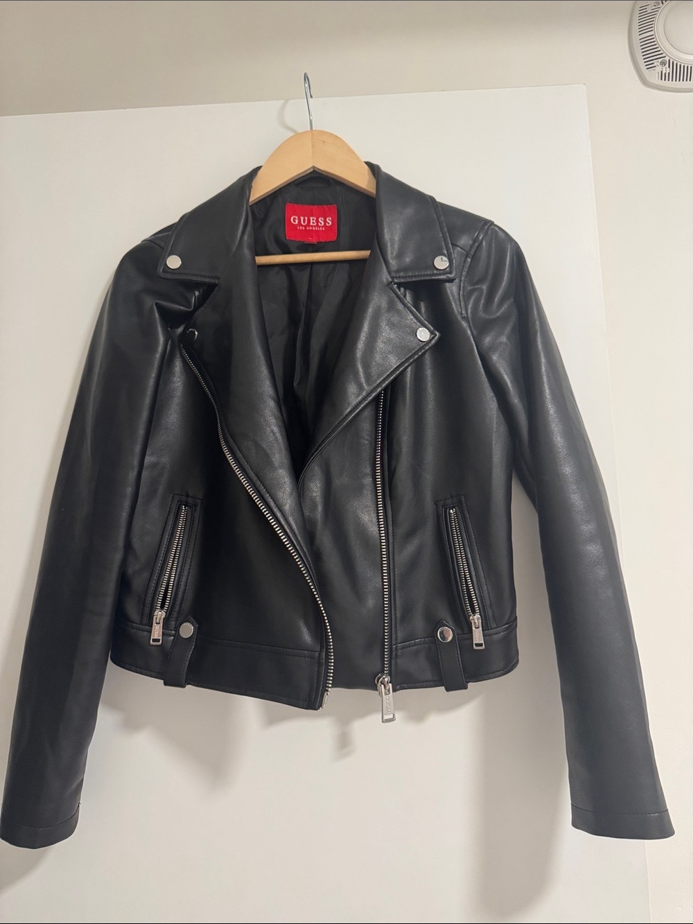 Guess Black Faux Leather Asymmetrical Moto Jacket